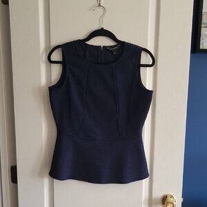 Women's Banana Republic Factory Navy Textured Peplum-style Blouse, Size 4